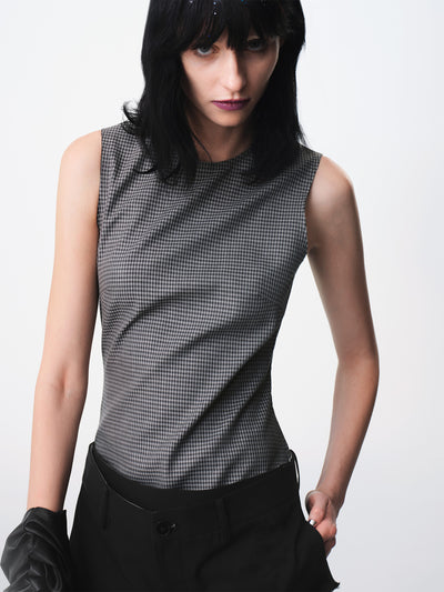 Plaid Tank Panel Deconstructed Top-TRINITE Studio-APOC STORE
