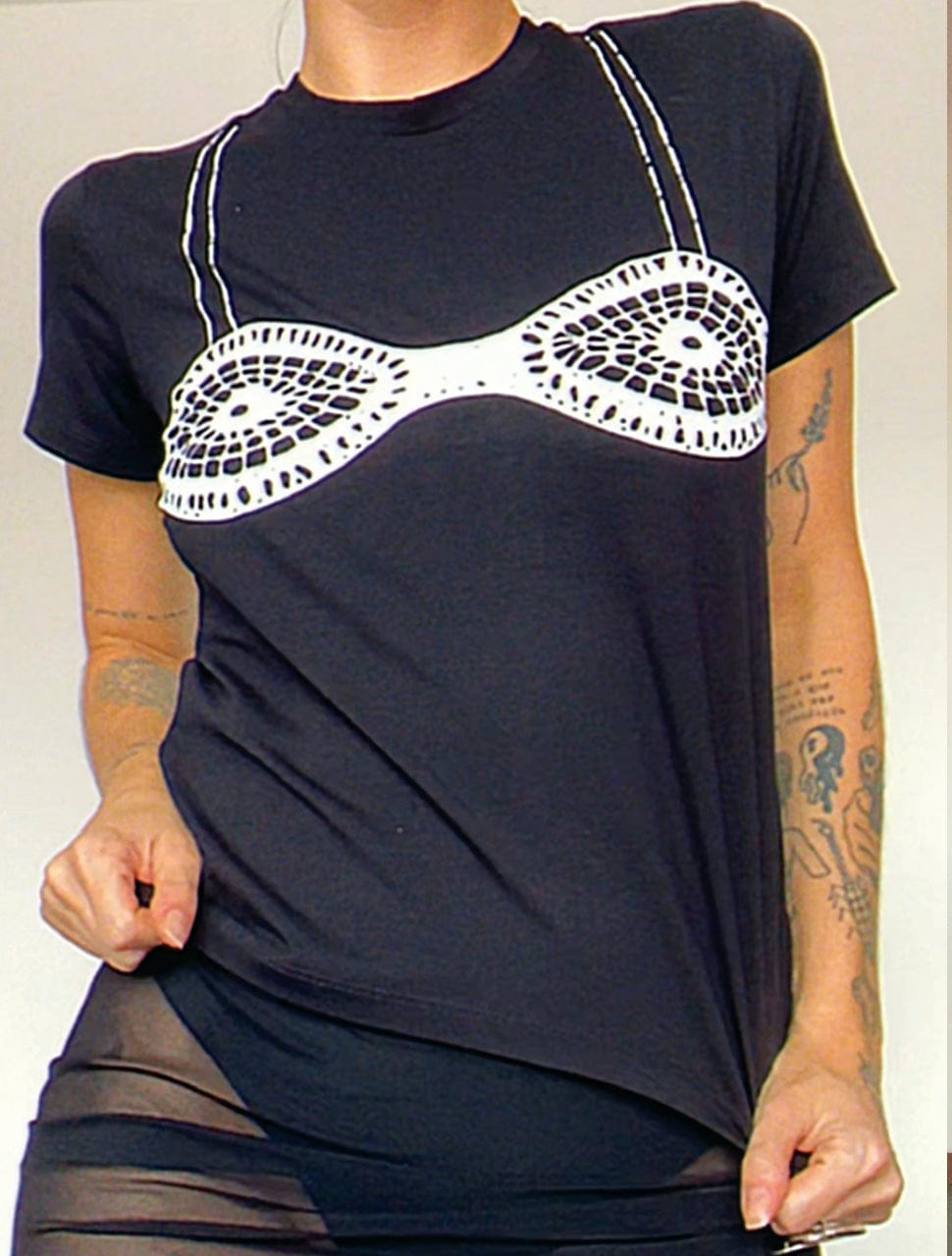 Crochet-print organic cotton T-shirt White-Raquel de Carvalho-APOC STORE