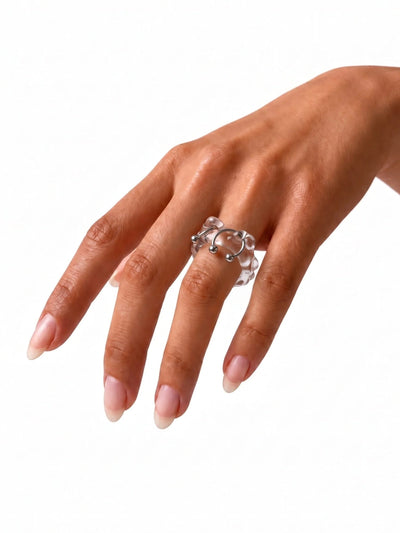 Organic Pierced Glass Ring 0062-Rain and Rivers-APOC STORE