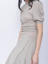 Dora Draped T-shirt Dress: Pale Grey-BJERSBORN-APOC STORE