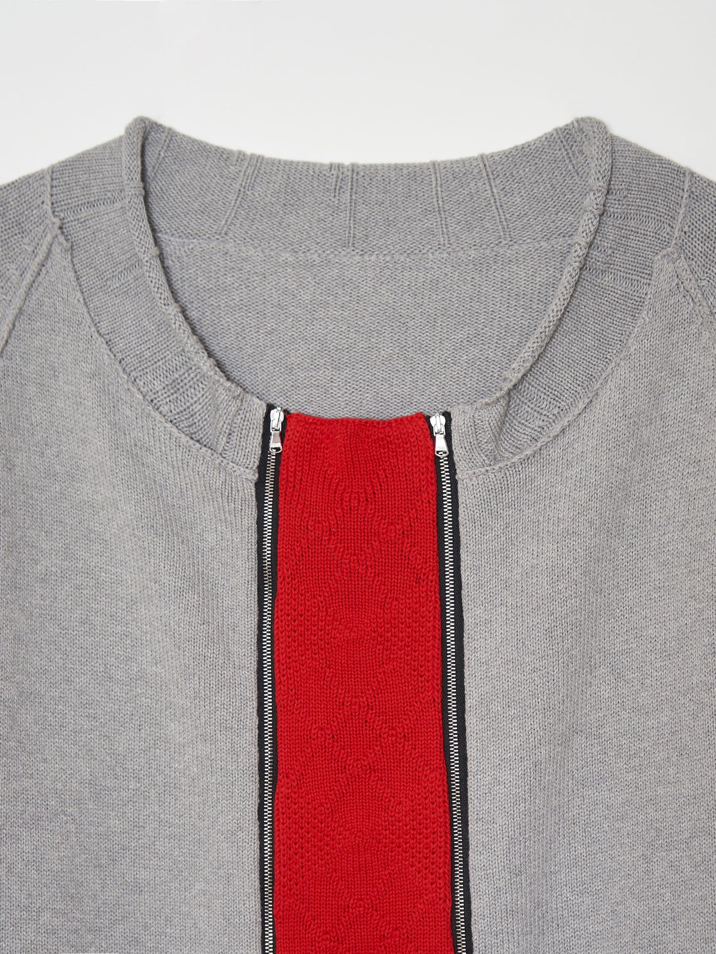Double zip Cotton Cardigan 001 _ Gray-Taekh-APOC STORE