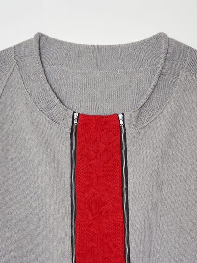 Double zip Cotton Cardigan 001 _ Gray-Taekh-APOC STORE