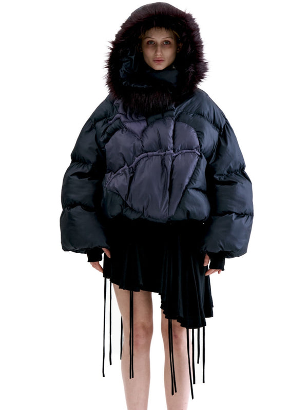 FLAMING HEART PUFFER - BLACK-Clara Colette Miramon-APOC STORE