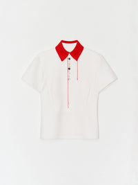 Button work Polo shirt 001 _ White-Taekh-APOC STORE