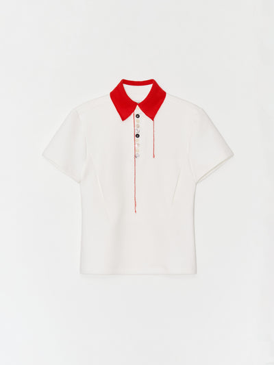 Button work Polo shirt 001 _ White-Taekh-APOC STORE