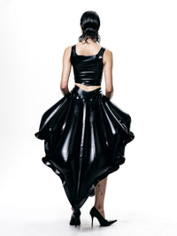 Black V-Waisted Inflatable Midi Skirt | Shell Skirt-harri-APOC STORE