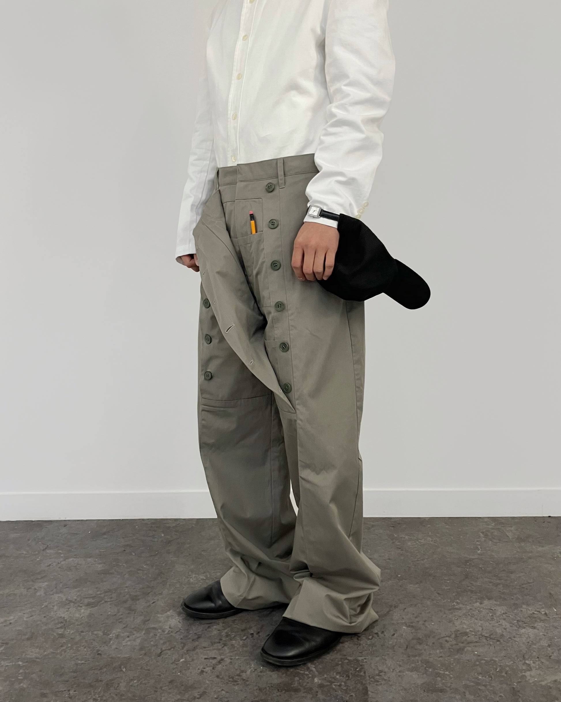 HIDDEN POCKET TROUSERS KHAKI GRAY-EGNARTS-APOC STORE