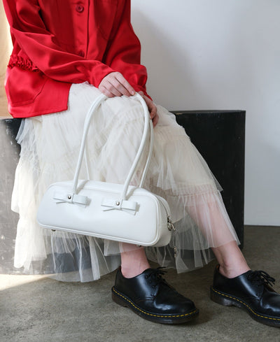 TULLE TIERED LONG SKIRT - WHITE-SAENGIN STUDIOS-APOC STORE