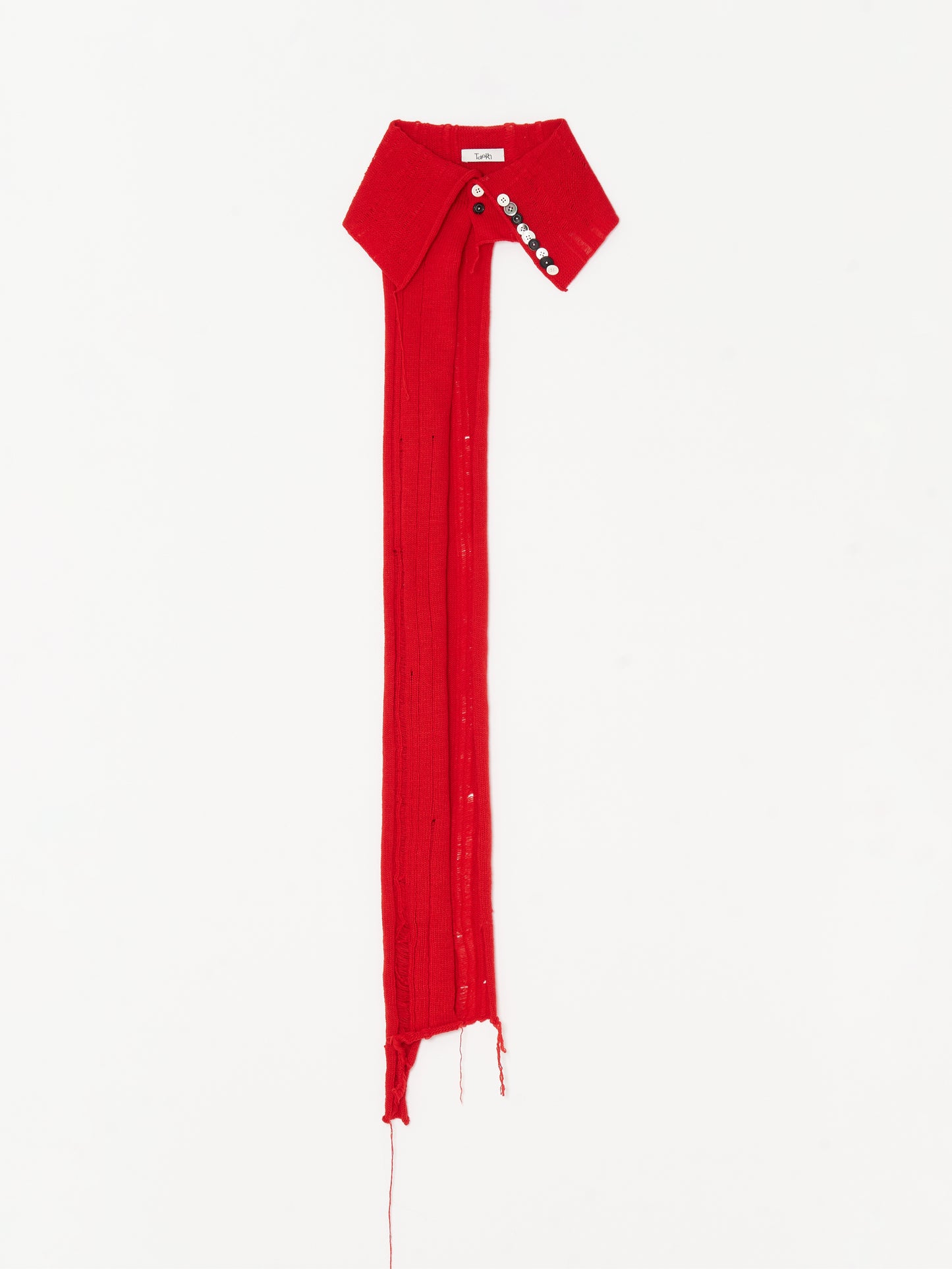 Button Work Cashmere Scarf 001 - Red-Taekh-APOC STORE