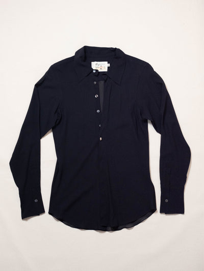Bias Shirt in Black Silk-Pedro Trindade-APOC STORE