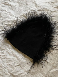 Black Feathered Beanie-Benny Andallo-APOC STORE