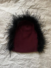 Burgundy Feathered Beanie-Benny Andallo-APOC STORE