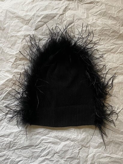 Black Feathered Beanie-Benny Andallo-APOC STORE