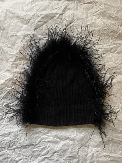 Black Feathered Beanie-Benny Andallo-APOC STORE