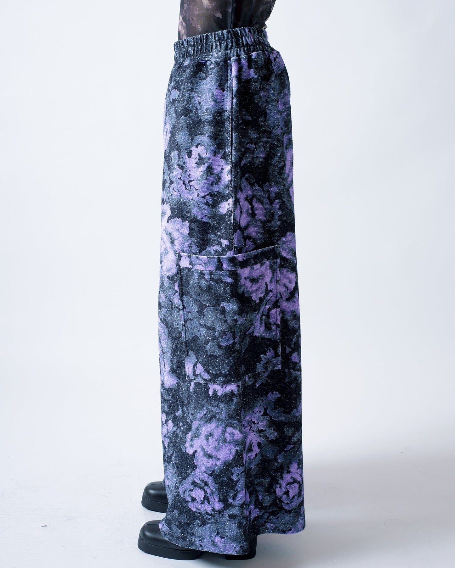 "Impressionistic roses" french terry baggy joggers-KAWAkEY-APOC STORE