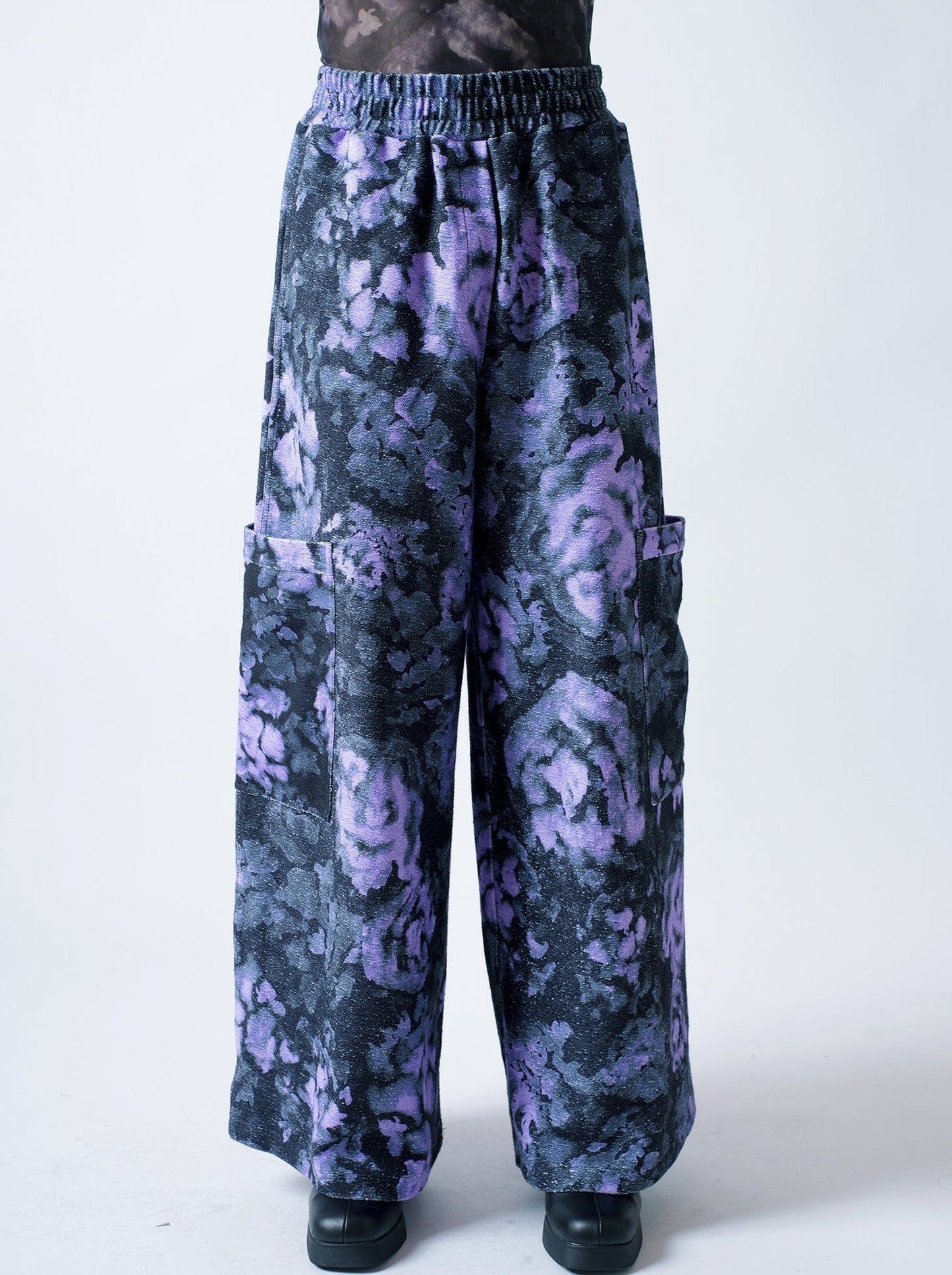 "Impressionistic roses" french terry baggy joggers-KAWAkEY-APOC STORE