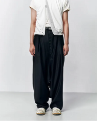 Wide Draped Back Pocket Pants 001 _ Black-Taekh-APOC STORE