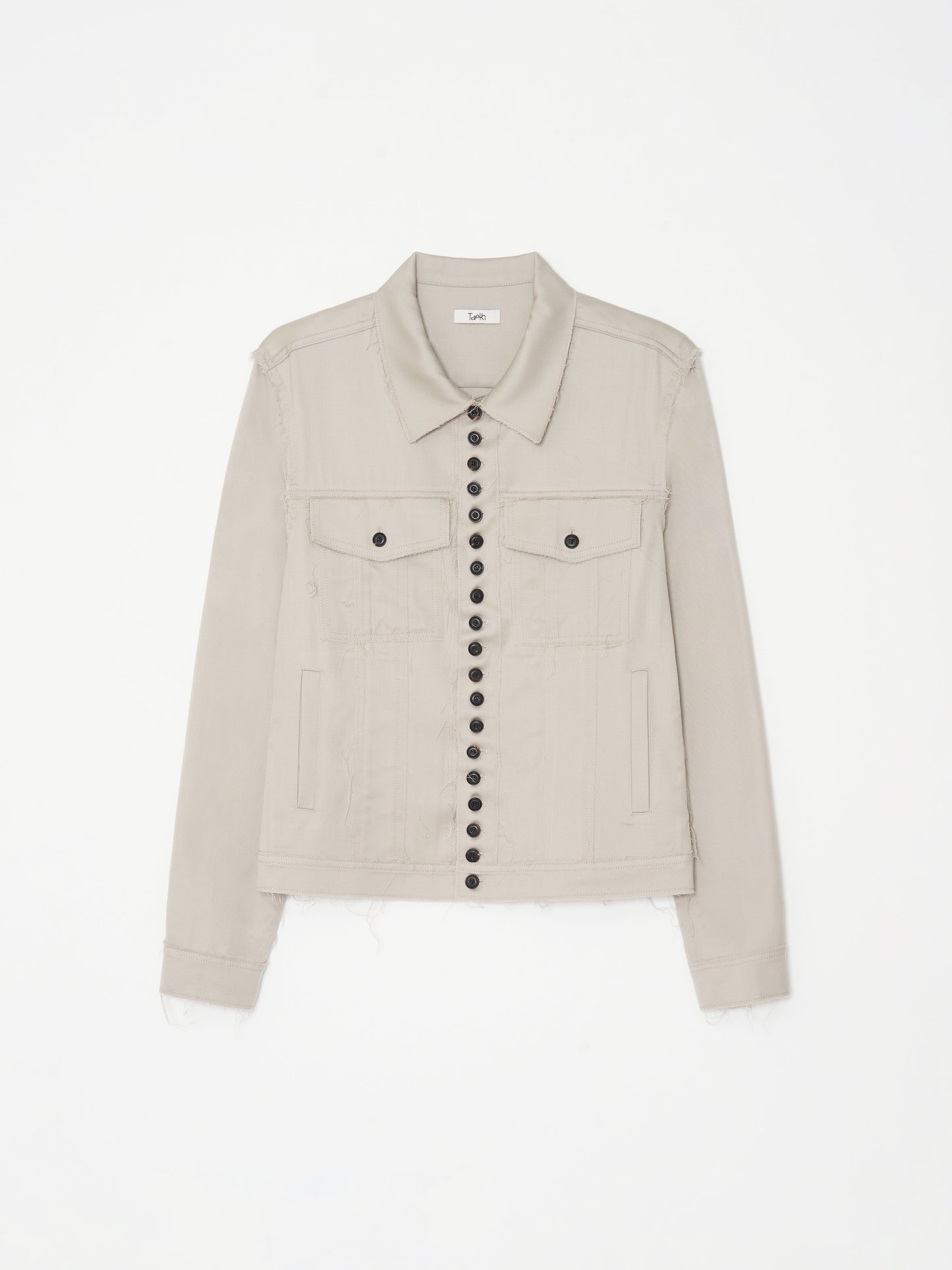 Distressed Wool Trucker Jacket 001 - Beige-Taekh-APOC STORE