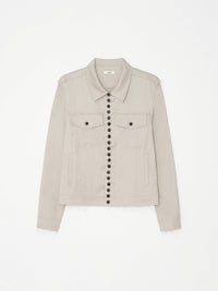Distressed Wool Trucker Jacket 001 - Beige-Taekh-APOC STORE