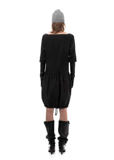 TAFFETA AND FAUX LEATHER TRACK DRESS-Urte Kat-APOC STORE