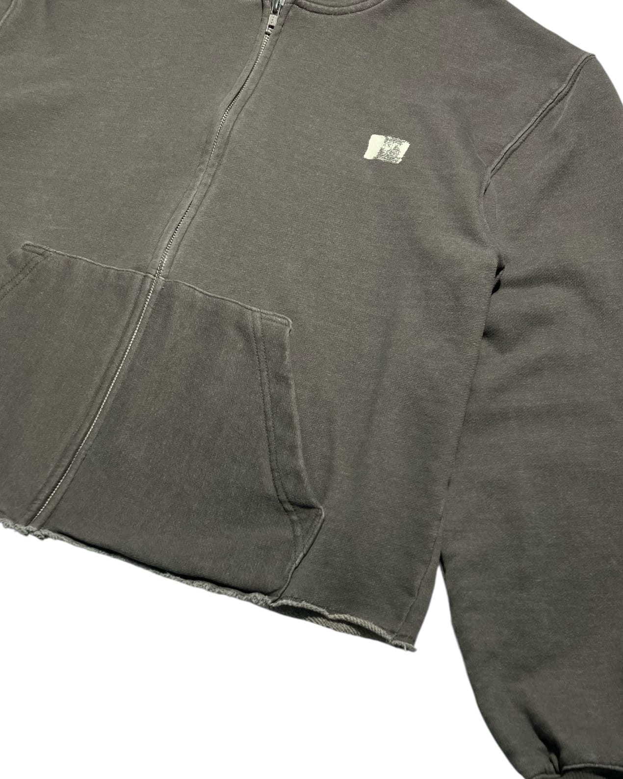 Cut off Hoodie Zip-up (Gray)-EGNARTS-APOC STORE