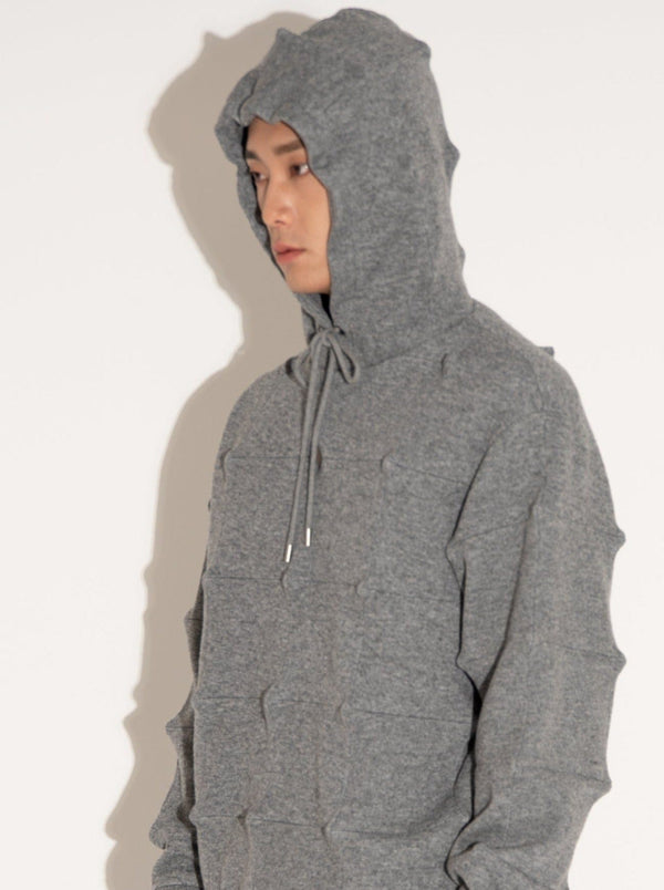 Spiked Hoodie Grey-Woojun Jang-APOC STORE