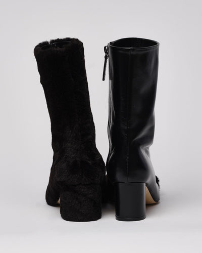 Asymmetry Slashed Fur Ankle Boots-Sung Ju-APOC STORE