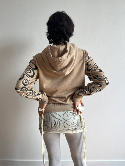 1 OF 1 EVIL BUNNY BEIGE HOODIE-Anna Castellano-APOC STORE