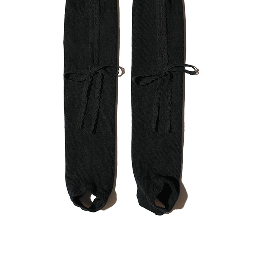 LACE RIBBON LEG WARMER BLACK-SAENGIN STUDIOS-APOC STORE