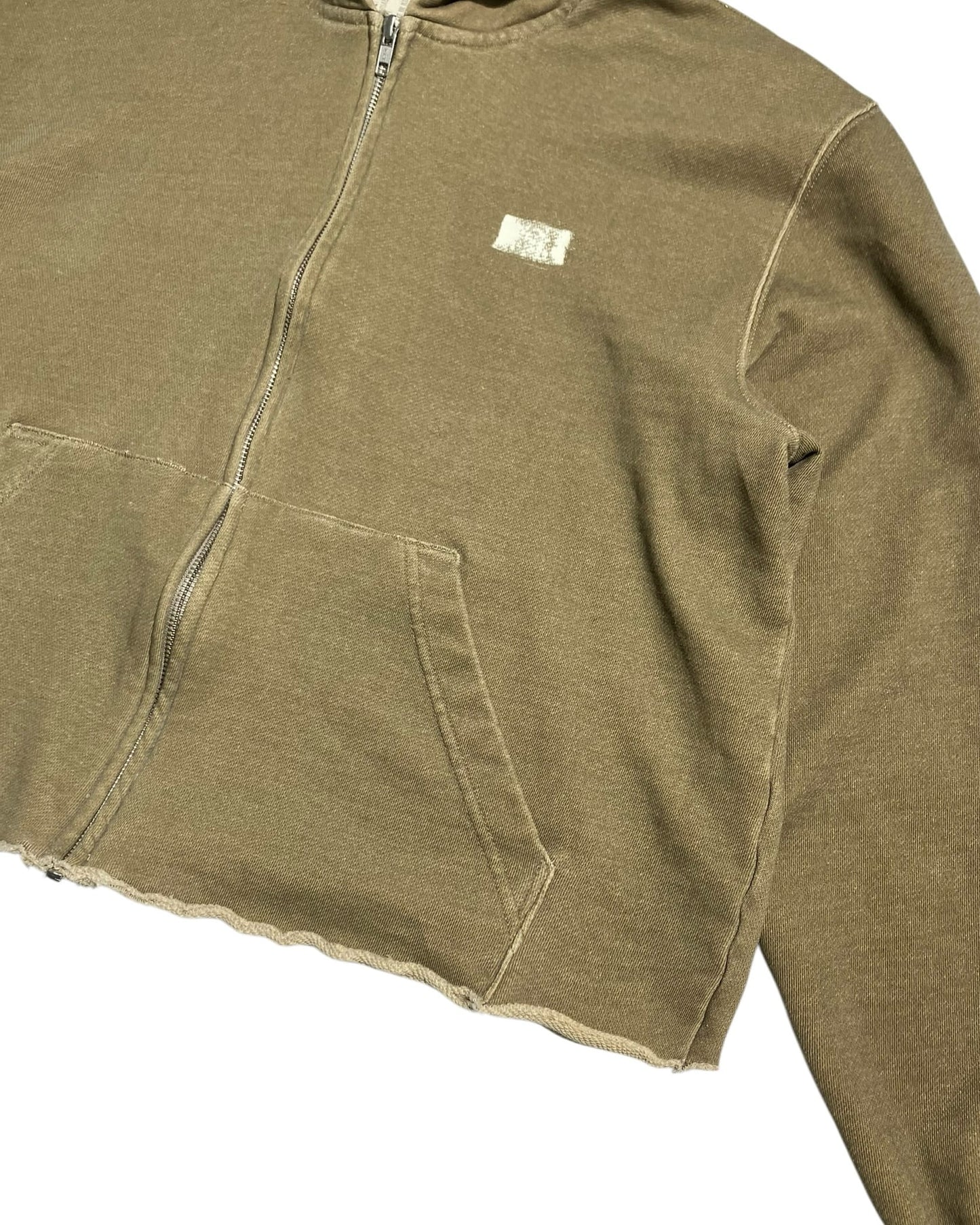 Cut off Hoodie Zip-up (Beige)-EGNARTS-APOC STORE