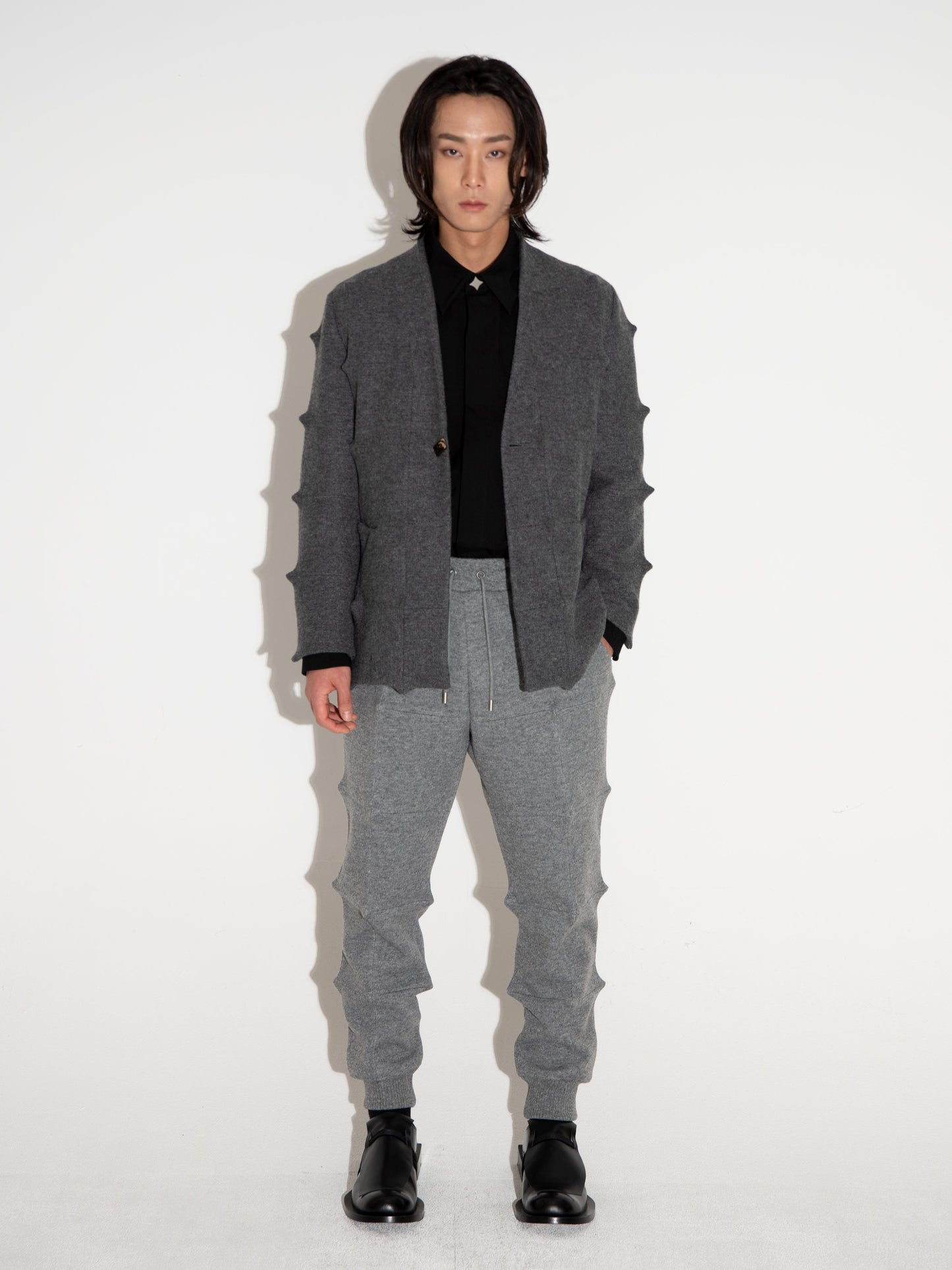 Spiked Jacket Grey-Woojun Jang-APOC STORE