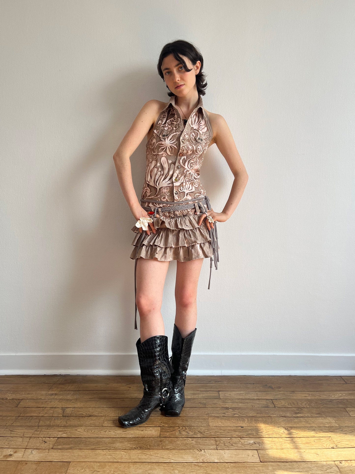 1 OF 1 FLOWERY RUFFLE DRESS-Anna Castellano-APOC STORE