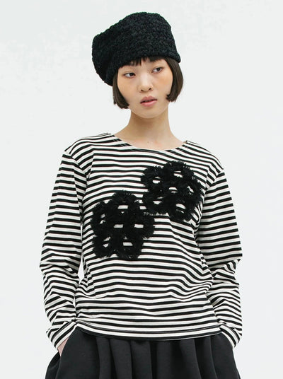 FLOWER LACE STRIPE LONG SELLEVE-SAENGIN STUDIOS-APOC STORE