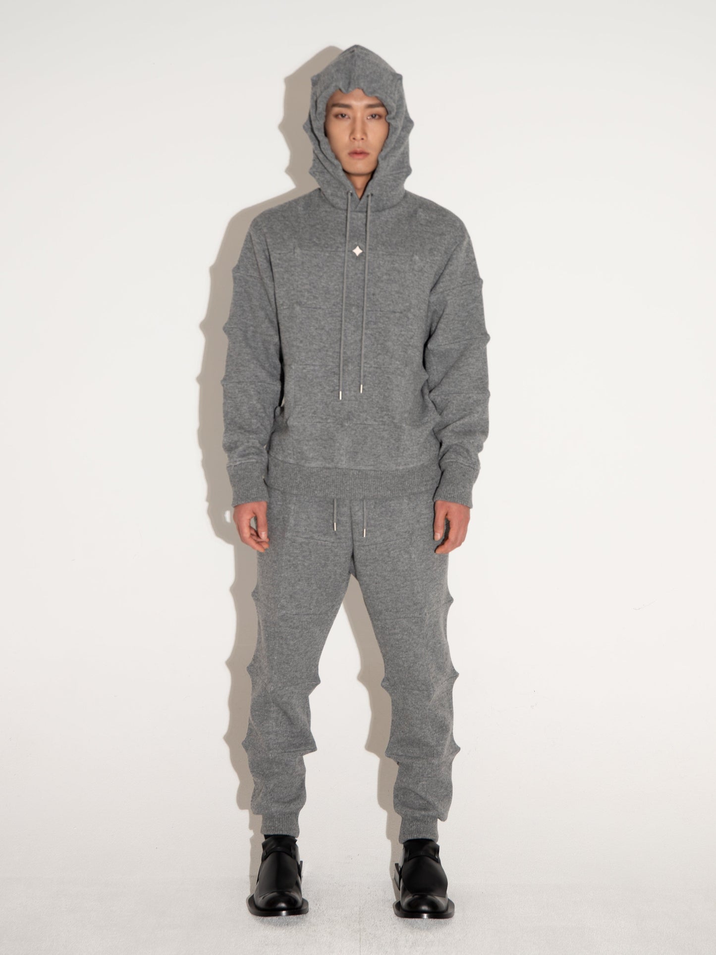 Spiked Jogger Trousers Grey-Woojun Jang-APOC STORE