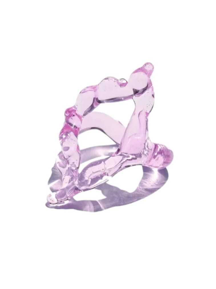Rombo Sculptural Glass Ring 0111 - Baby Pink-Rain and Rivers-APOC STORE
