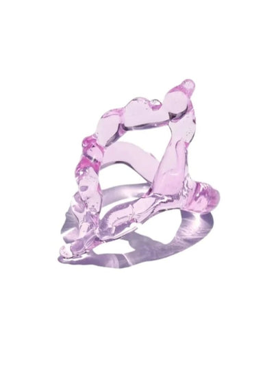 Rombo Sculptural Glass Ring 0111 - Baby Pink-Rain and Rivers-APOC STORE