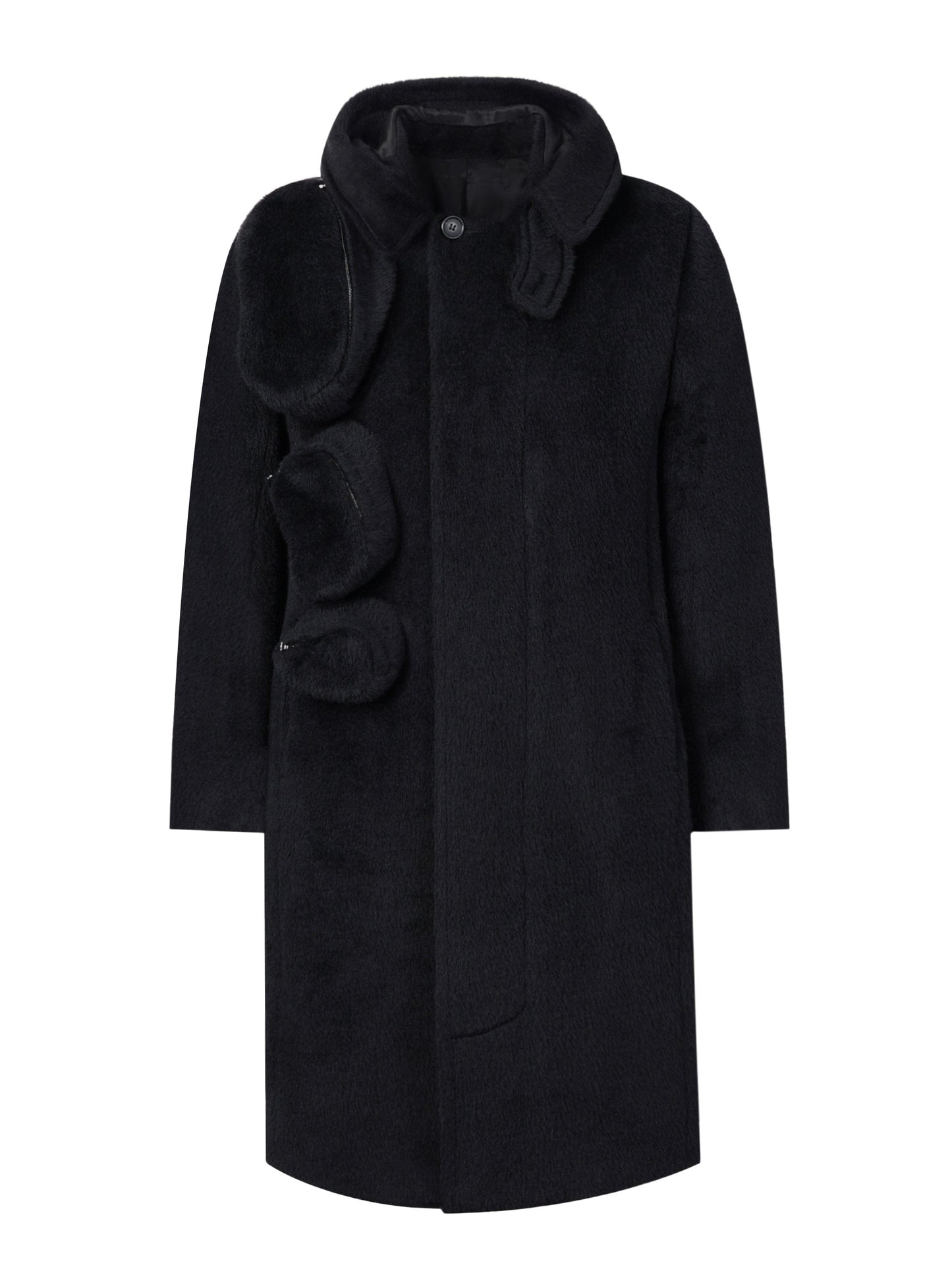 Architectural Hood Alpaca Coat (Midnight Black)-MINKIMHO-APOC STORE