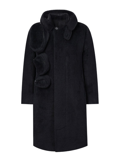 Architectural Hood Alpaca Coat (Midnight Black)-MINKIMHO-APOC STORE