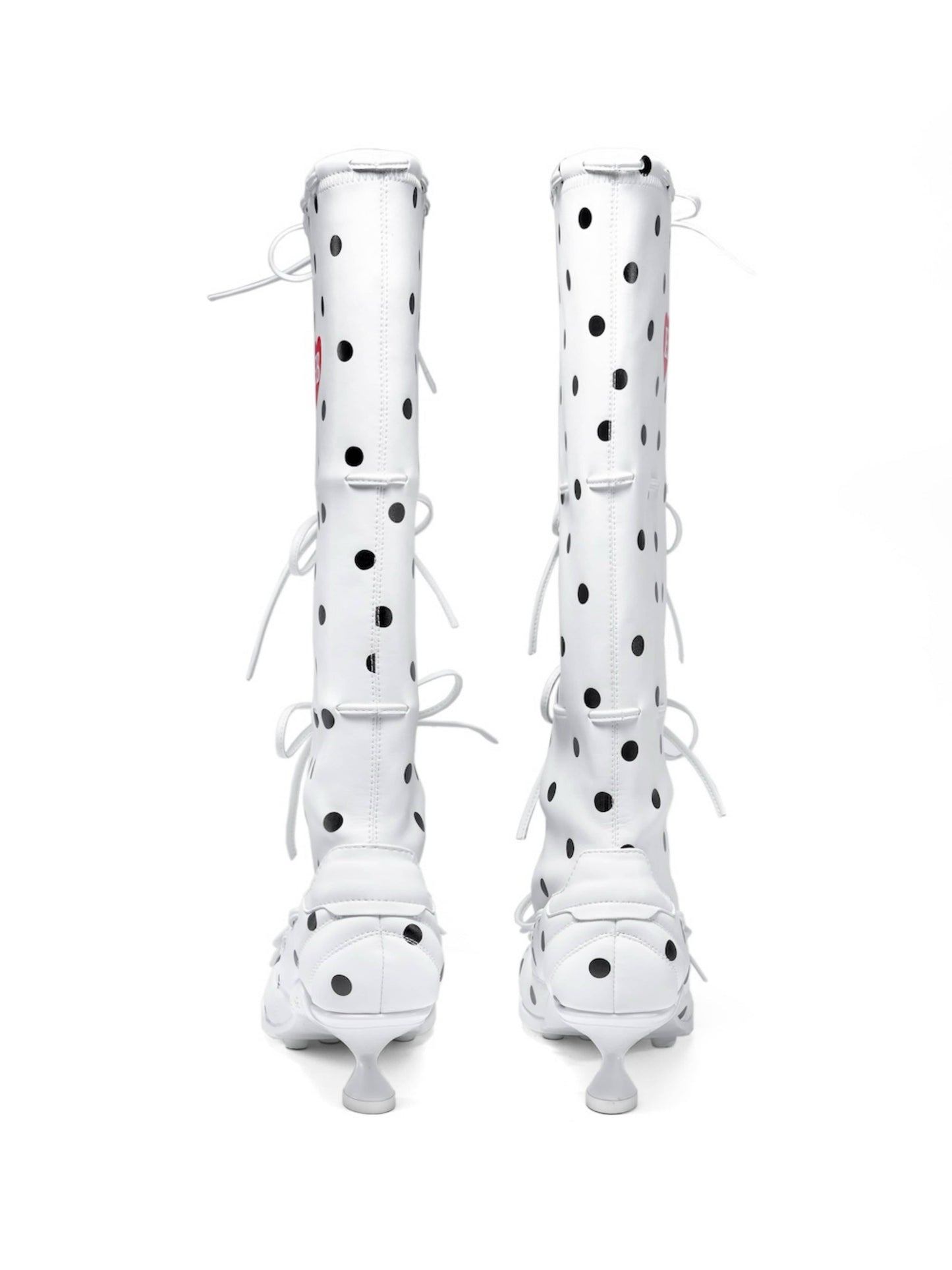 Polka Dot Strapped Ballet Boots White-EMPTY BEHAVIOR-APOC STORE