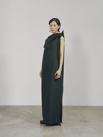 Black Cotton Raw Edge Asymmetric Cutting Dress-arc us arkus-APOC STORE