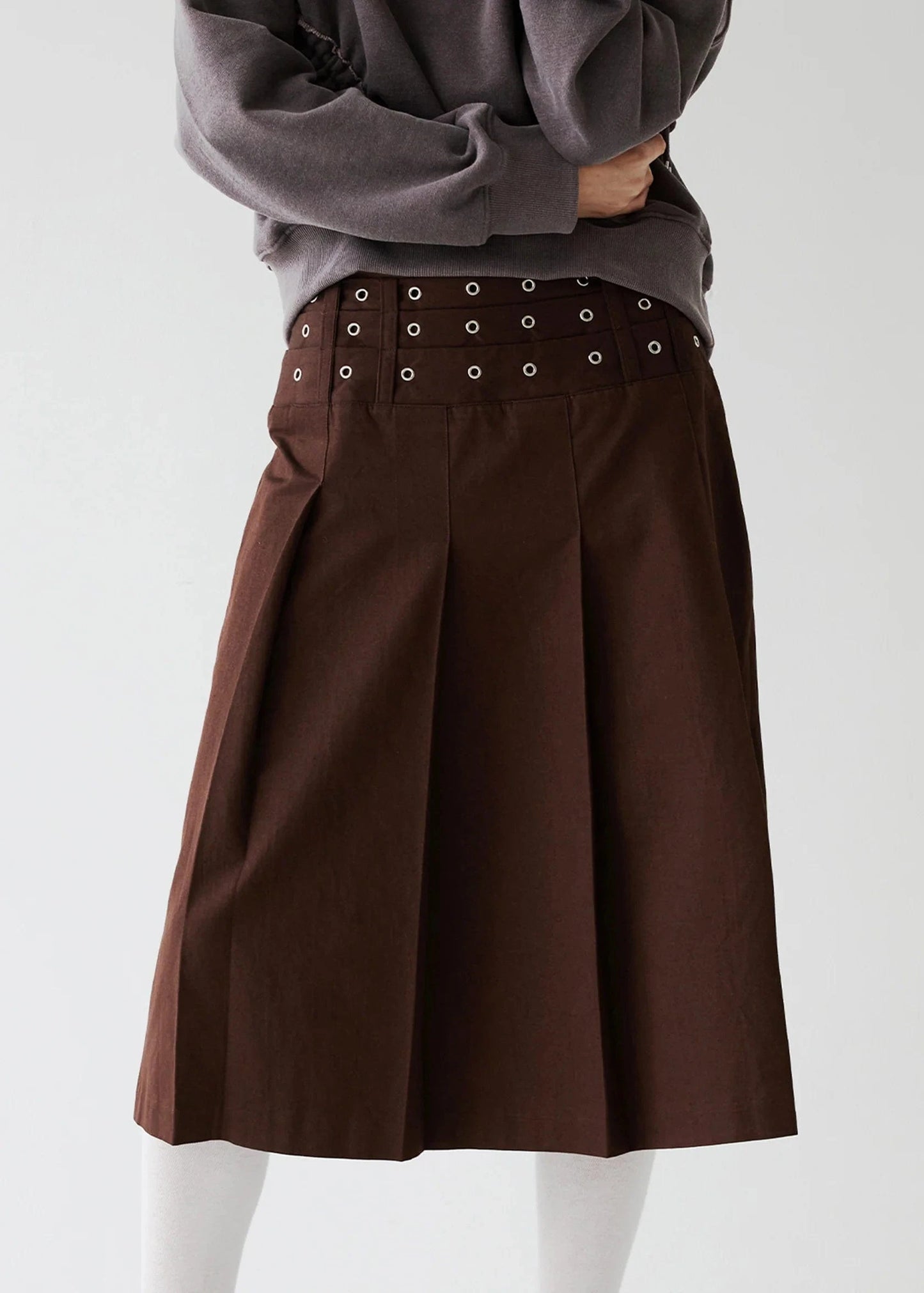EYELET PLEATS SKIRT-SAENGIN STUDIOS-APOC STORE