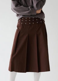 EYELET PLEATS SKIRT-SAENGIN STUDIOS-APOC STORE