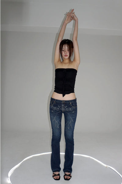 tattooed hiphugger denim-Lalameemee-APOC STORE