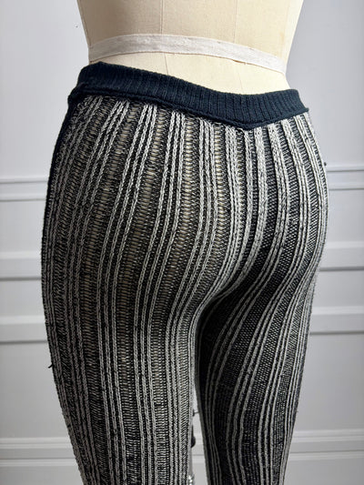Two tone ribbed knit trousers-SANIA PARVEZ-APOC STORE
