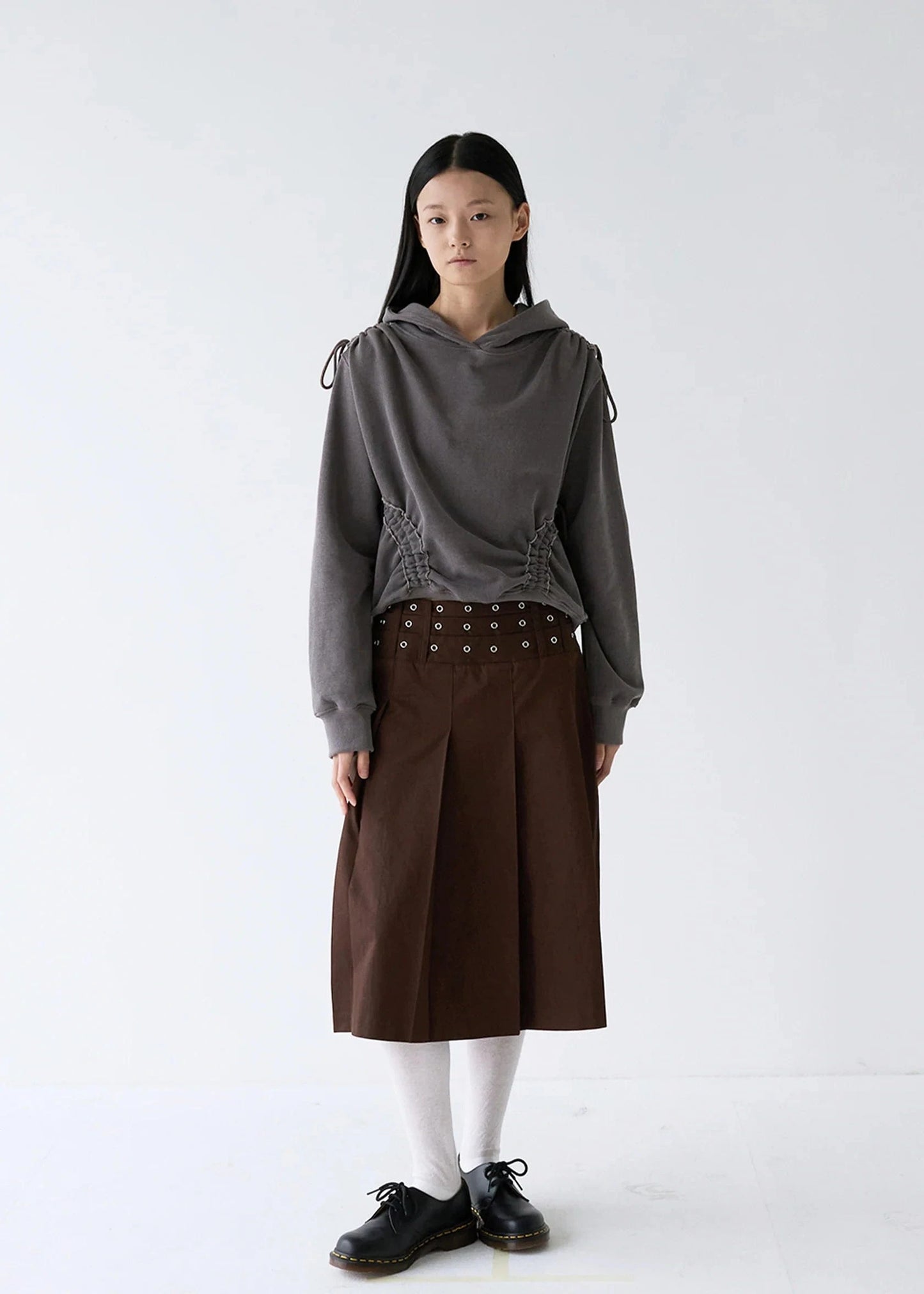 EYELET PLEATS SKIRT-SAENGIN STUDIOS-APOC STORE