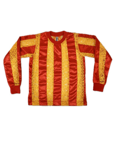 RIBBON STRIPE LACE FOOTY TOP RED/ORANGE-Adam Jones-APOC STORE