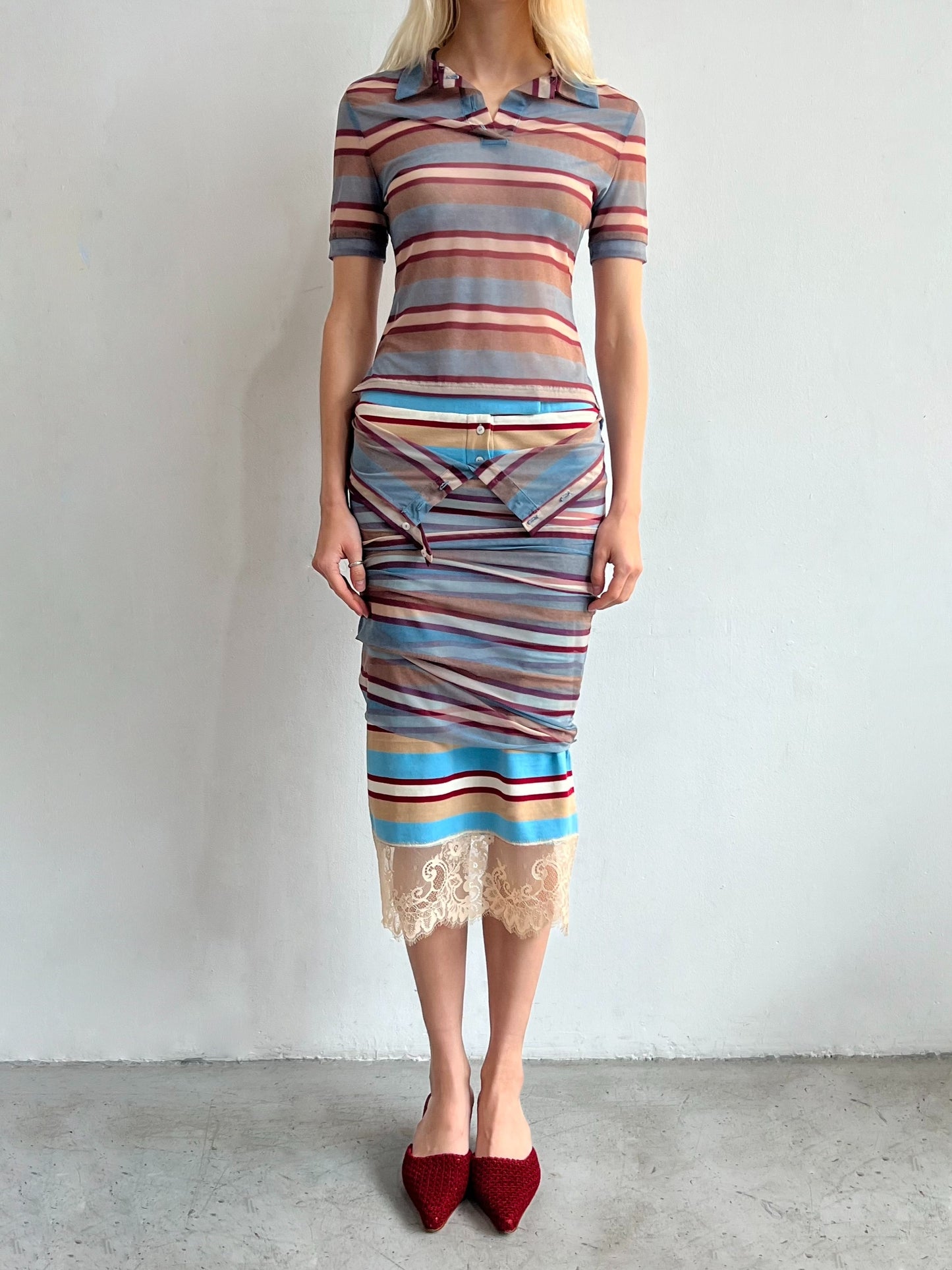 Striped Mesh Skirt-Nastyamasha-APOC STORE