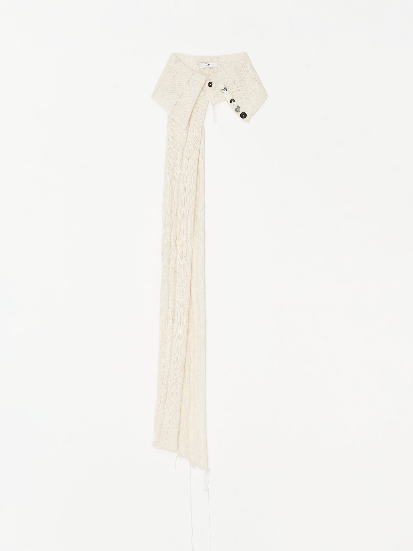 Button Work Cashmere Scarf 001 - Ivory-Taekh-APOC STORE