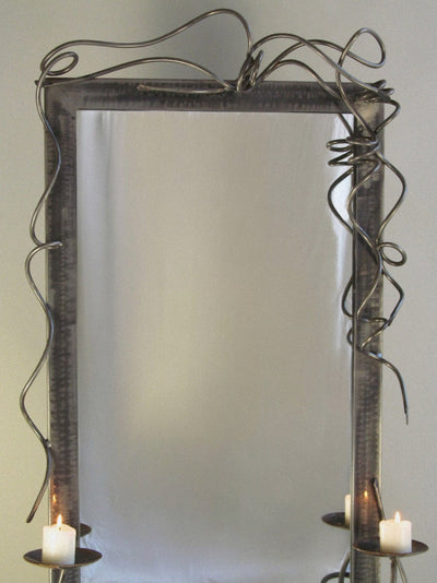 Forged Iron Freeform Mirror with Twin Sconces-Myakin-APOC STORE
