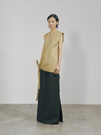 Khaki Cotton Wrap Sleeveless Top-arc us arkus-APOC STORE